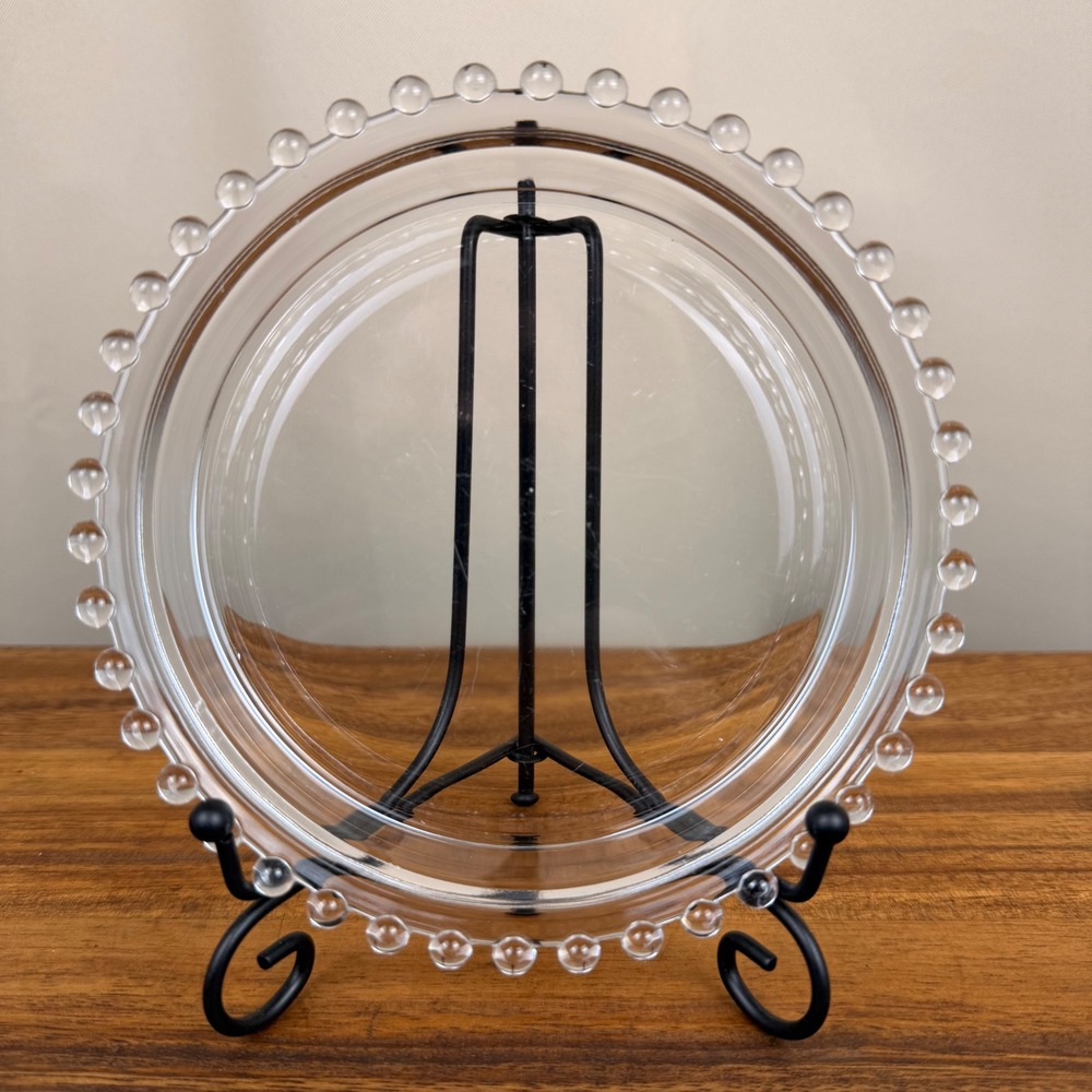 Imperial Glass Candlewick Clear Beaded Rim Dish Vintage 6in